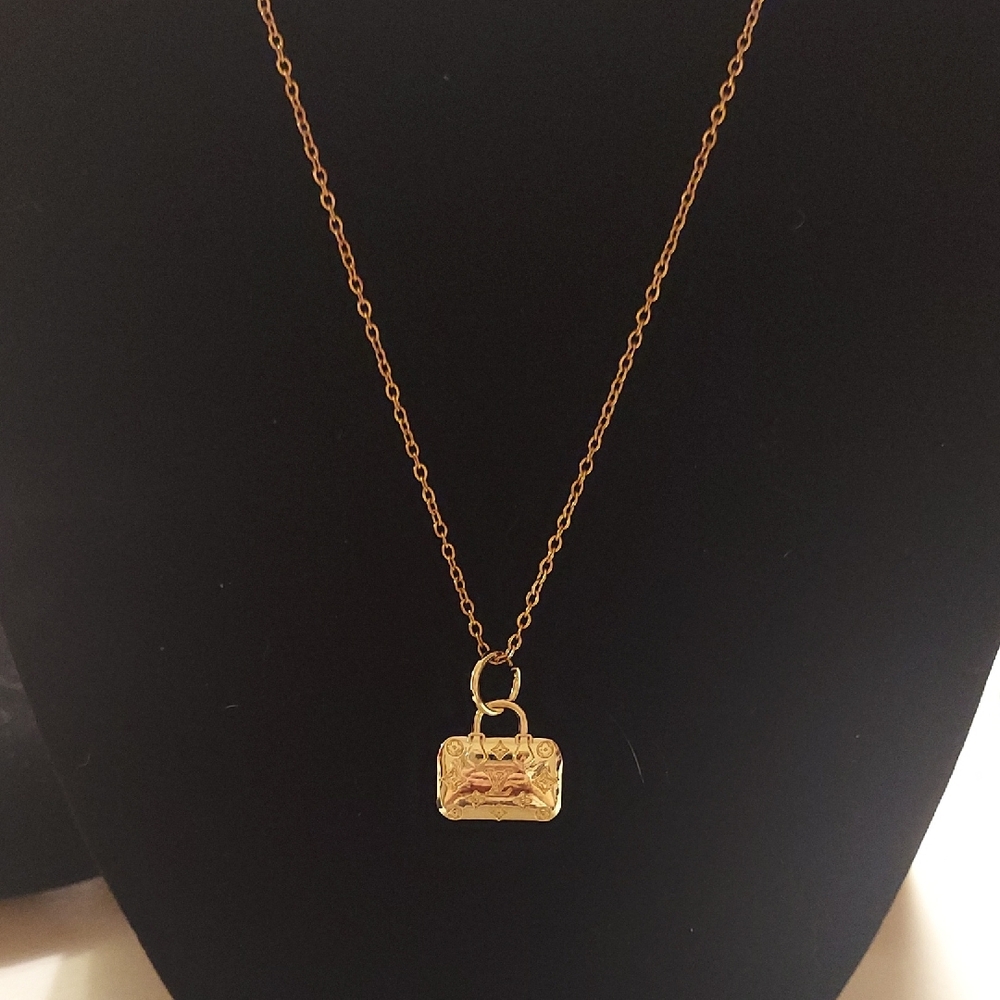 Designer Style Luxury LV 20 Inch Chain Necklace With Purse Charm